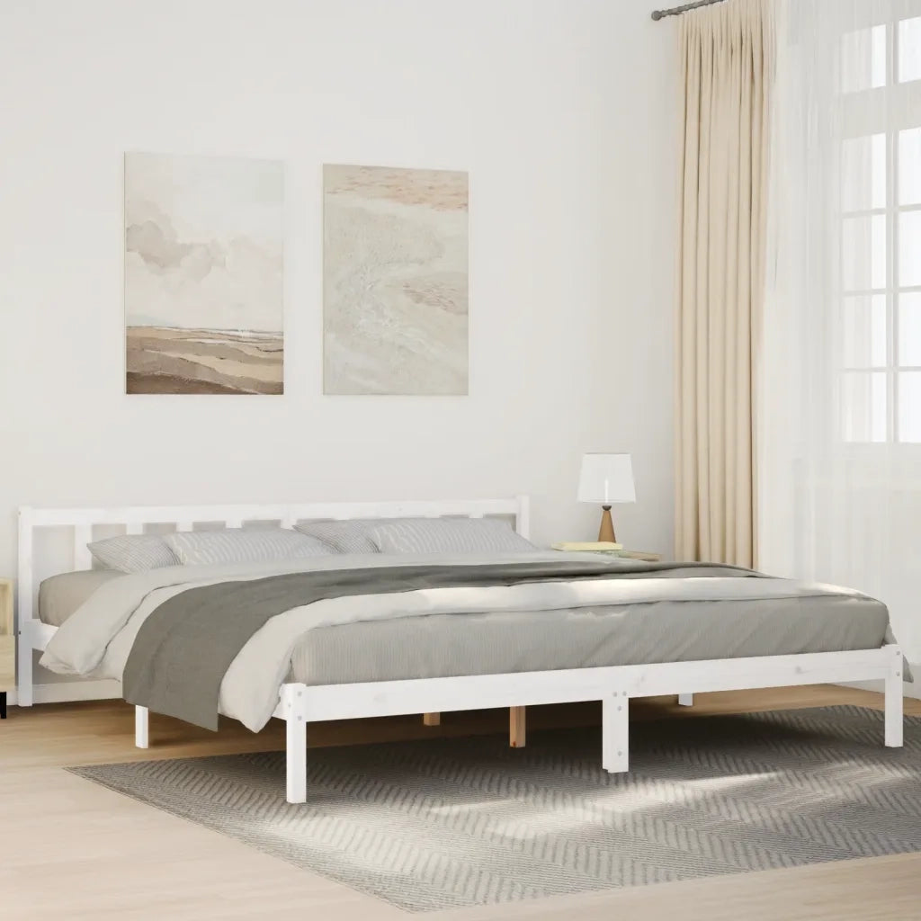Letto Extra Lungo senza Materasso-Struttura Letto Bianco 180x210 cm in Pino 686898