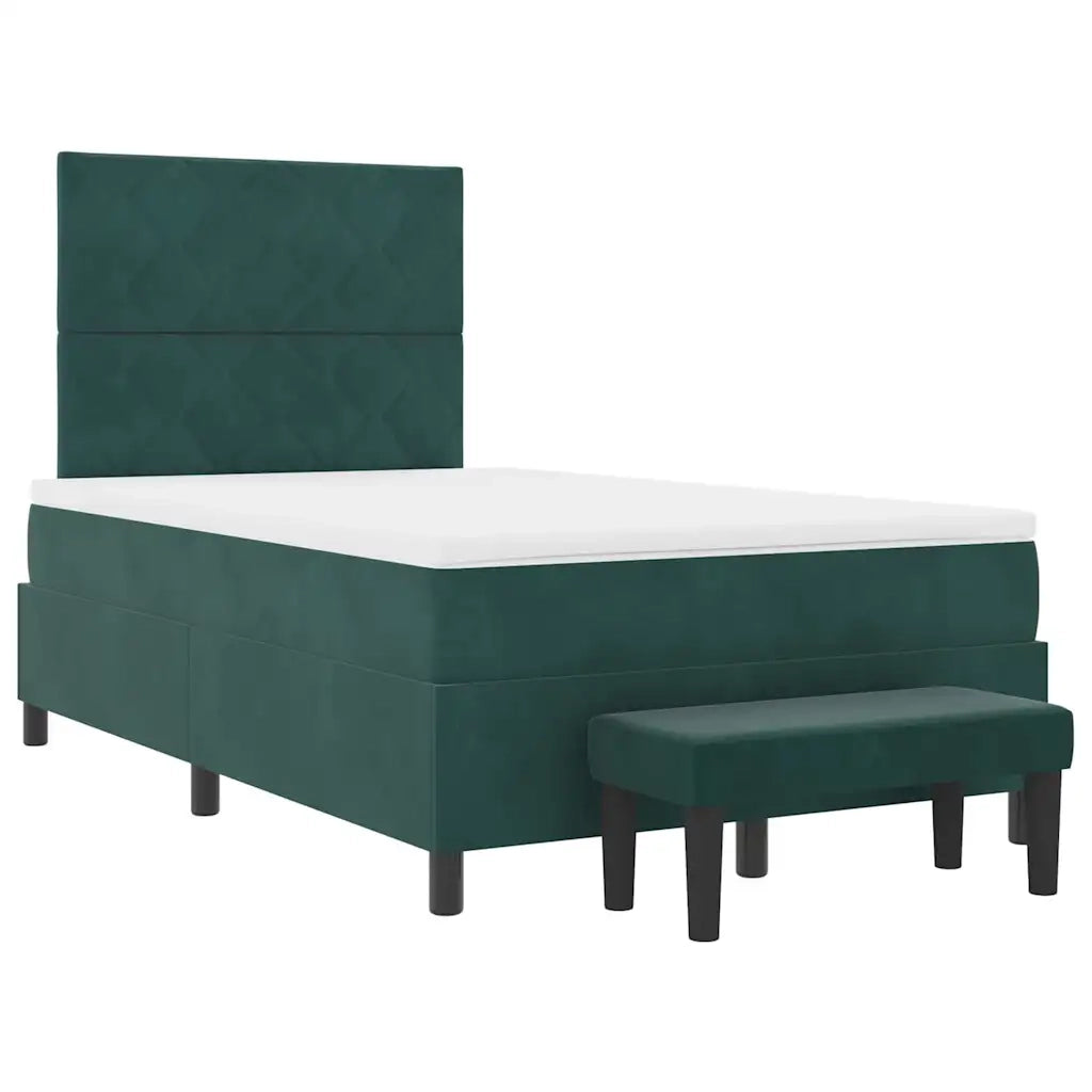 Letto a molle con materasso Verde Scuro 120 x 190 cm Velluto