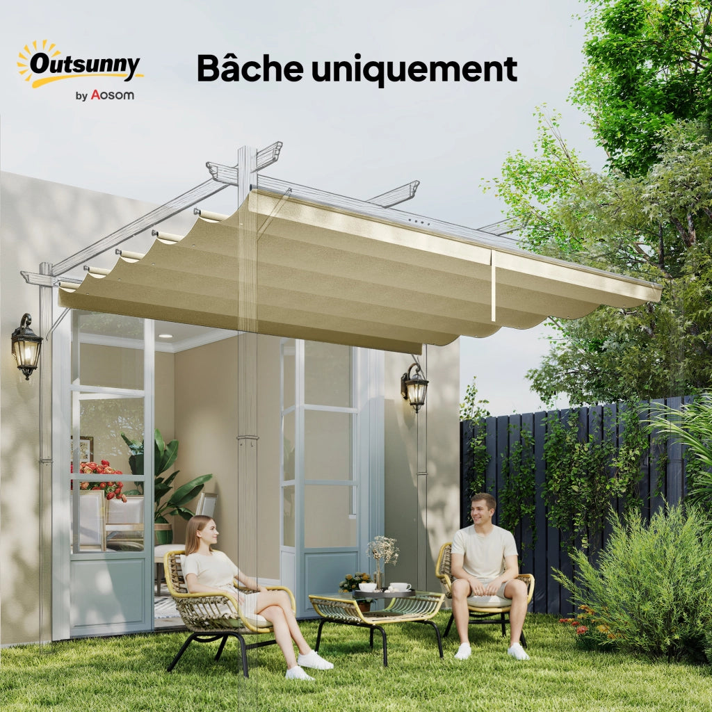Telo di ricambio per pergola retrattile 3x3m ¨C Xylo ¨C 250x255cm crema