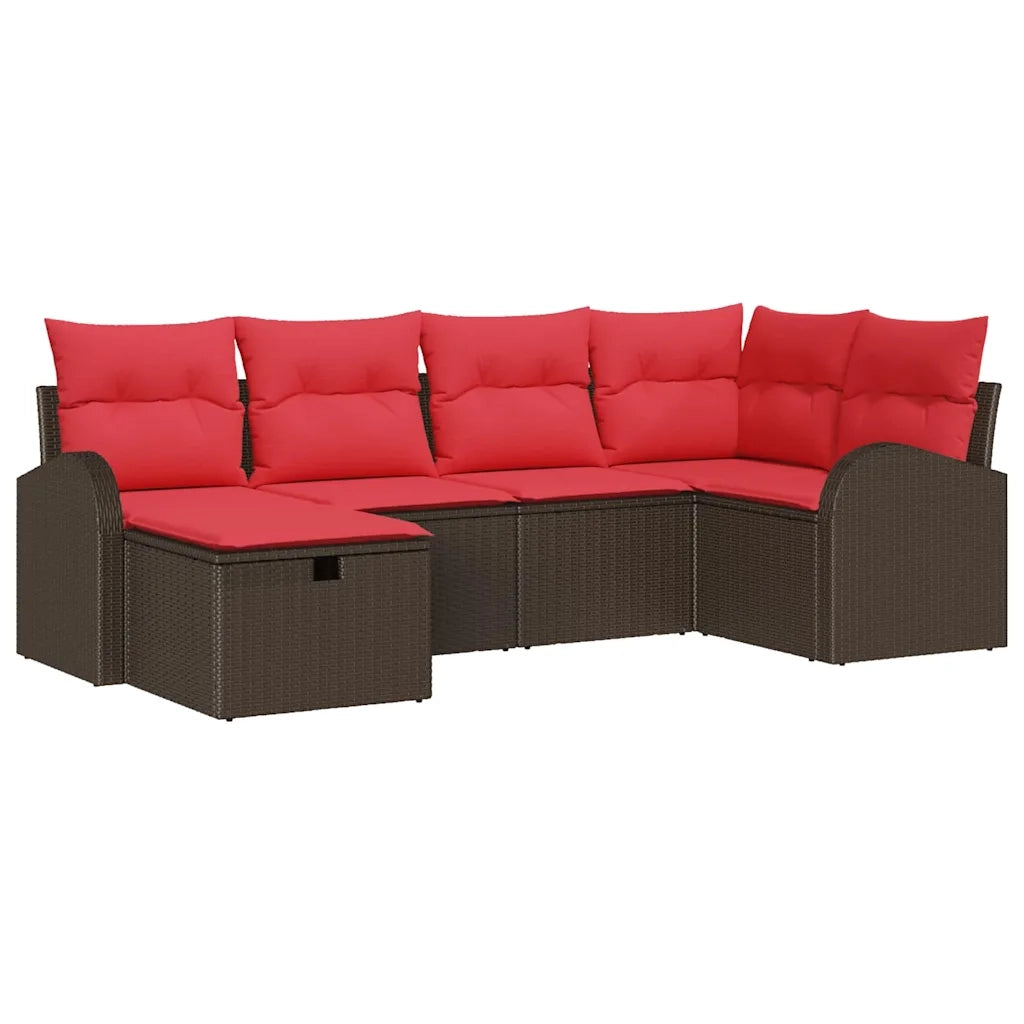 Set Divano da Giardino con cuscino 6 pcs Marrone polyrattan 3360415