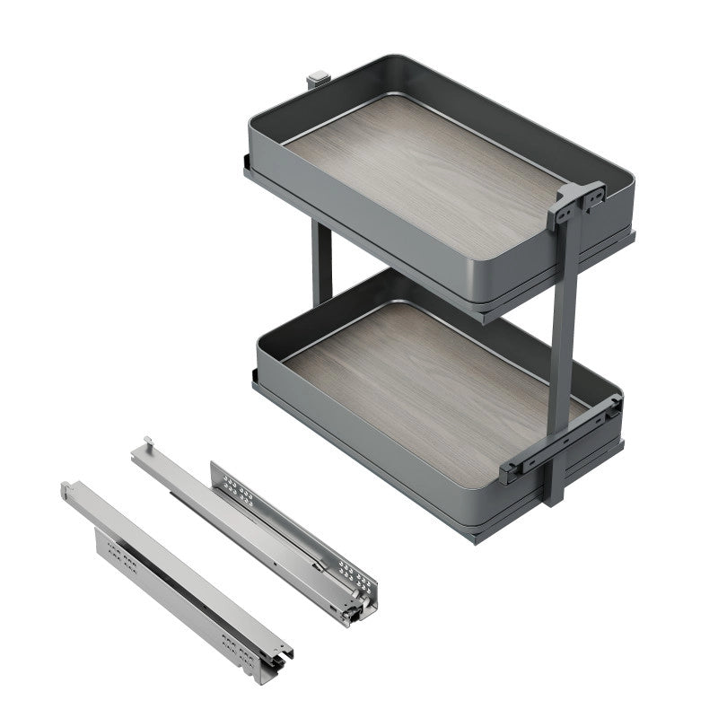 Portabottiglie laterale estraibile Titane Simplex con chiusura soft, modulo 150 mm, Grigio antracite