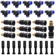 Irrigatore a spruzzo in ottone - Bocca di spruzzo regolabile - 10 pezzi di connettore a T - 10 pezzi di chiodo di chiusura - Pressione d'acqua 2-8 kg - Diametro bocca di spruzzo 1,1 mm - Irrigatore da giardino