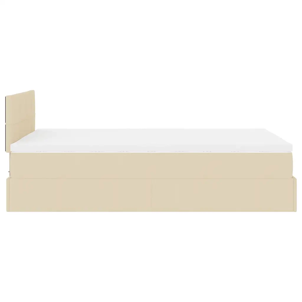 Struttura Letto Pouf con Materasso Crema 120x190 cm in Tessuto 3311447