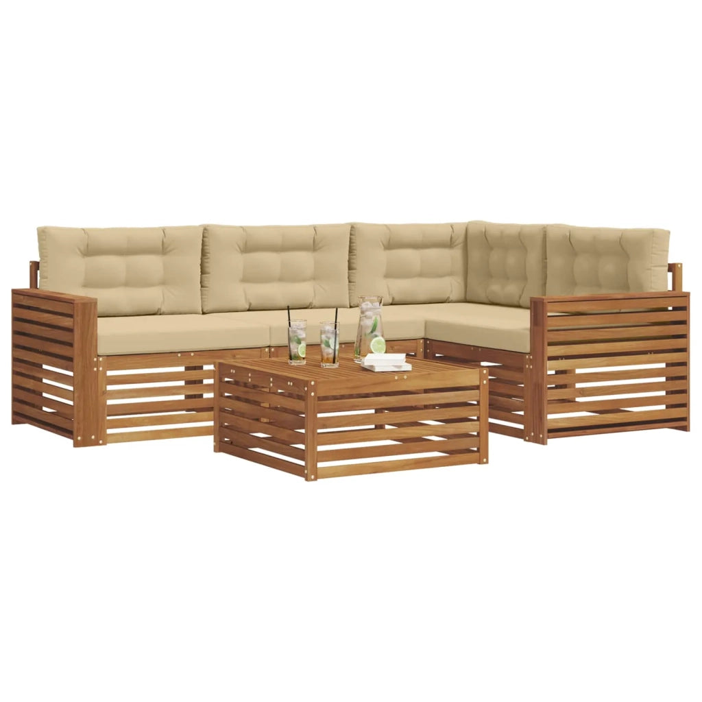 Set di divani da esterno con cuscino 5 pcs Naturale e Beige 3373428