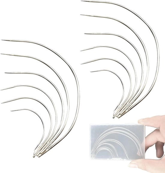 Set di ago a uncino curvo da 12 pezzi per pelle e tela - strumenti per la riparazione e la manutenzione DIY