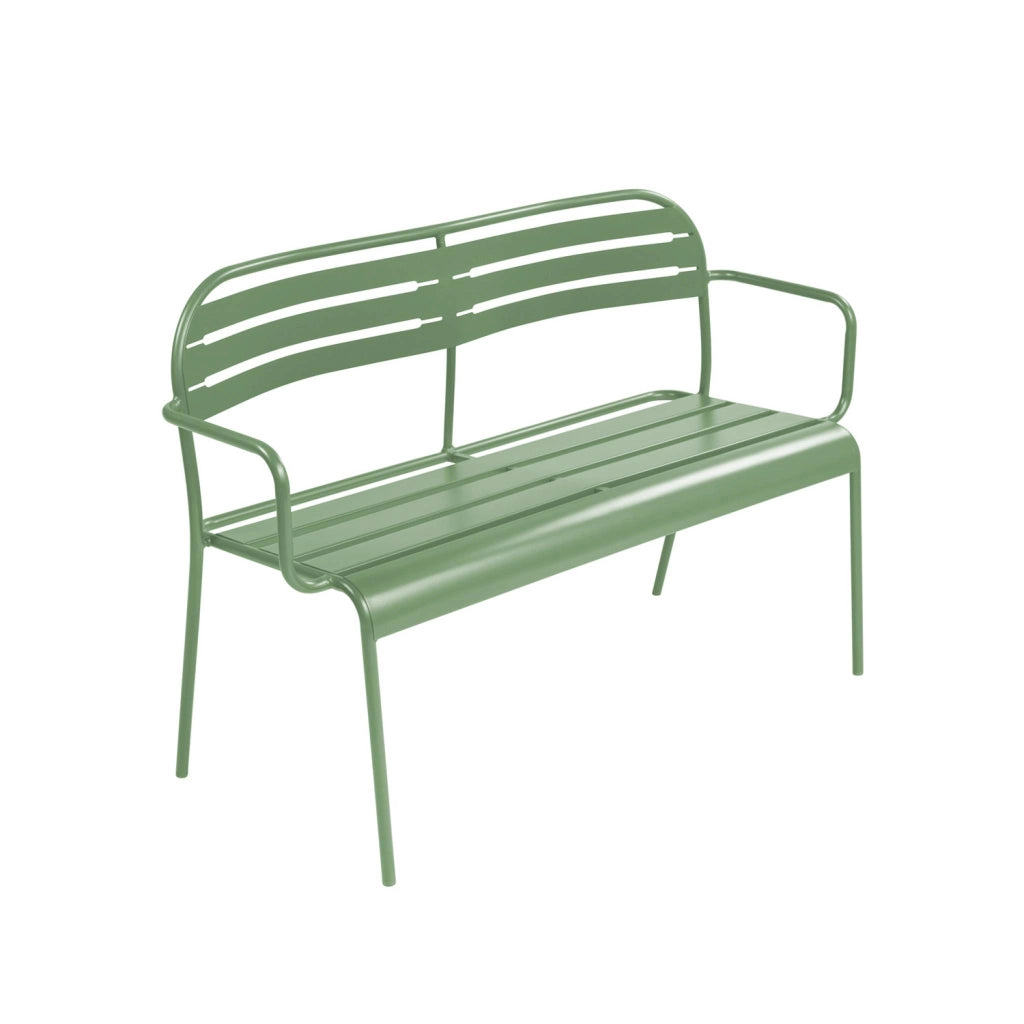 Panca da giardino in acciaio, 2 posti, verde