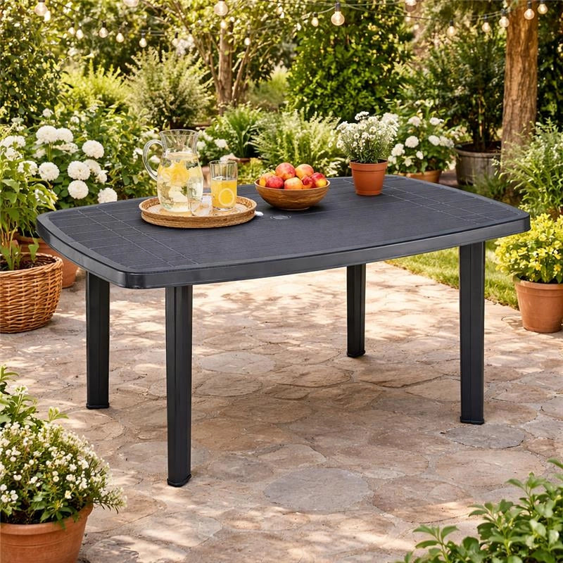 TAVOLO FARO FORMA OVALE PER INTERNI ED ESTERNI IN POLIPROPILENE COLORE ANTRACITE 137X85X72 CM
