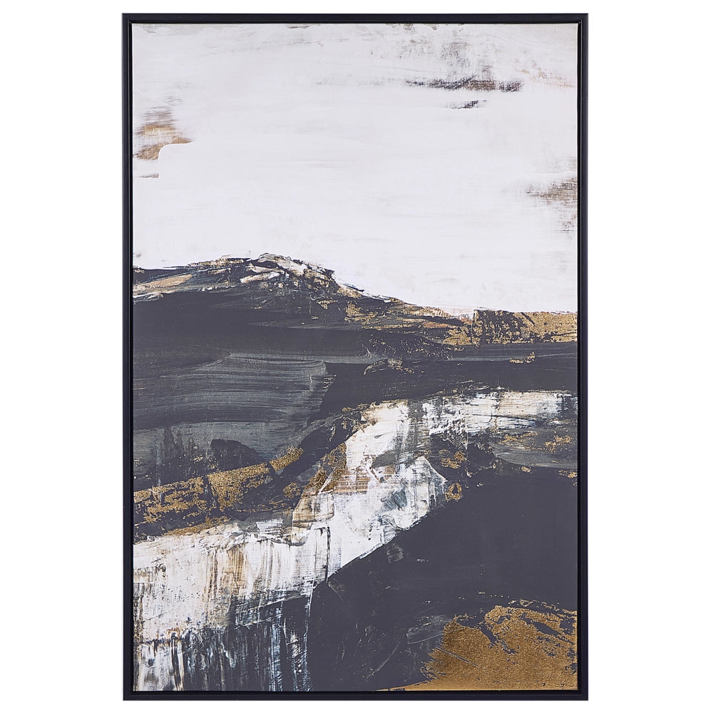 Stampa su tela in bianco e nero 93 x 63 cm Forme astratte geometriche con cornice in MDF Soggiorno moderno eclettico corridoio