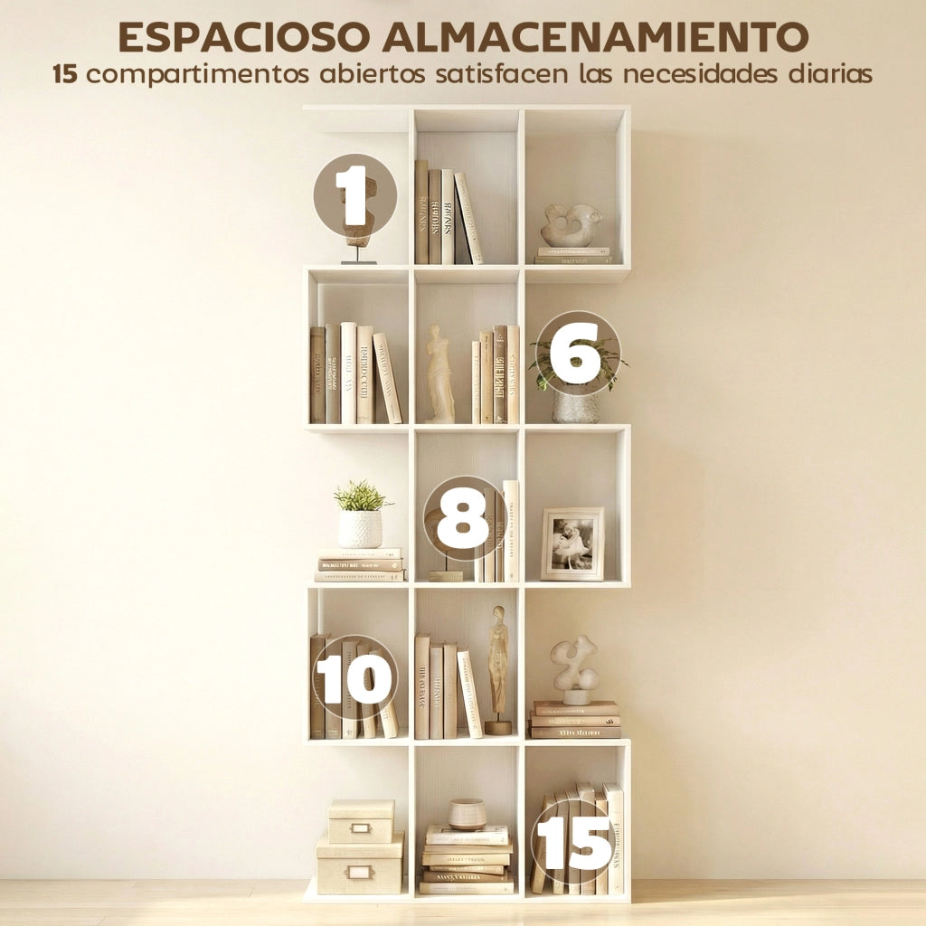 Libreria a S 5 Livelli ¨C Xylo ¨C Legno Bianco 80x24x200 cm