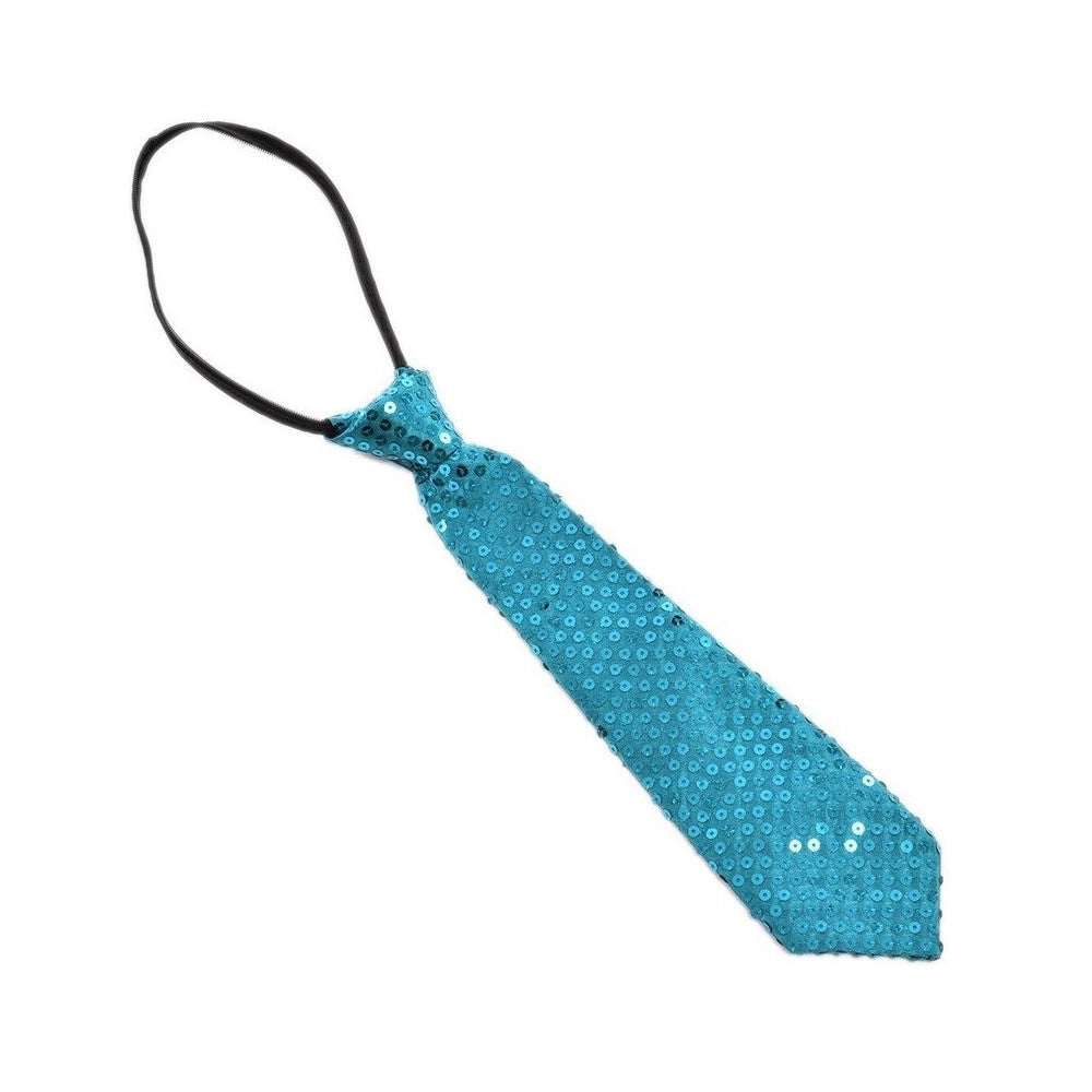 Trade Shop - Cravatta Paillettes Azzurro Teatro Paillette Raso Cravattino Frack Festa Ballo -