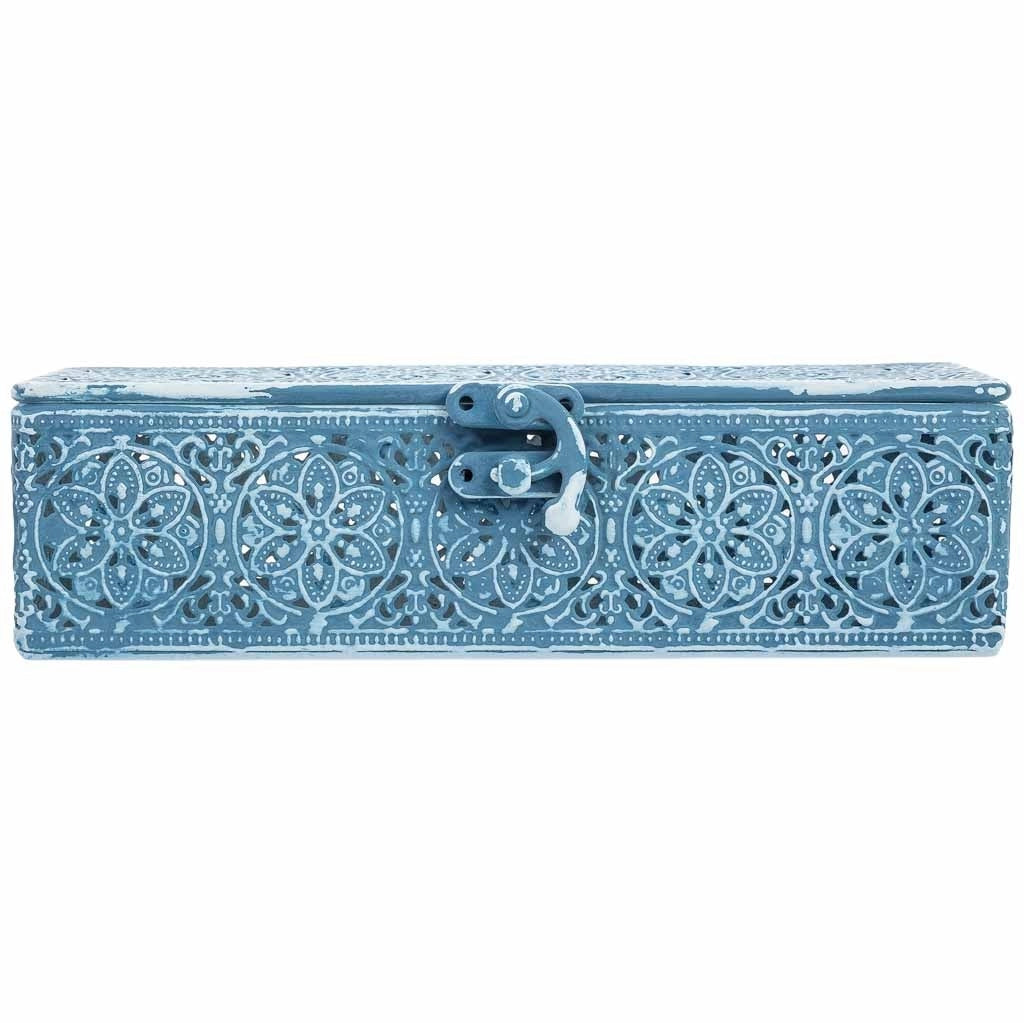 Scatola in metallo blu 20.5x12.5x6h cmh cm