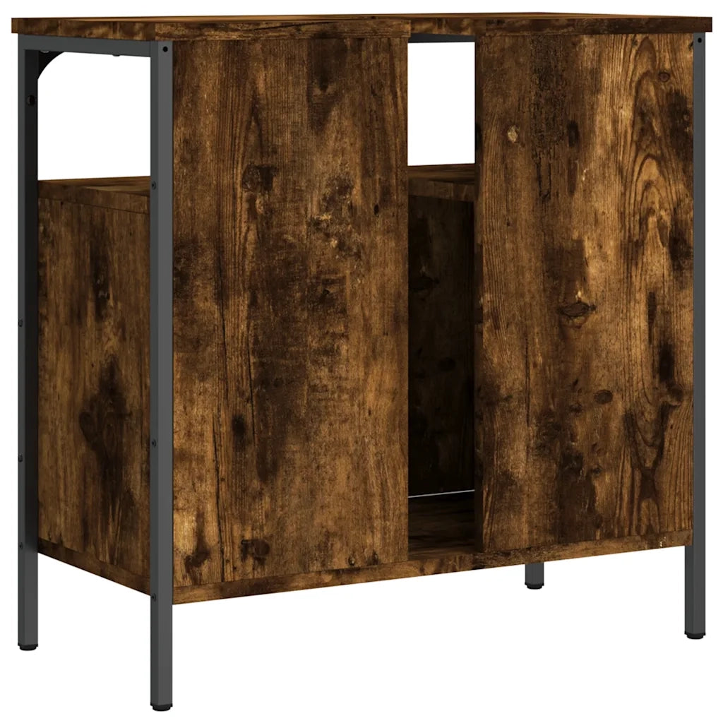 Mobile Lavabo Bagno-Armadietto da bagno Rovere Fumo 60x30x60 cm Legno Multistrato 708170