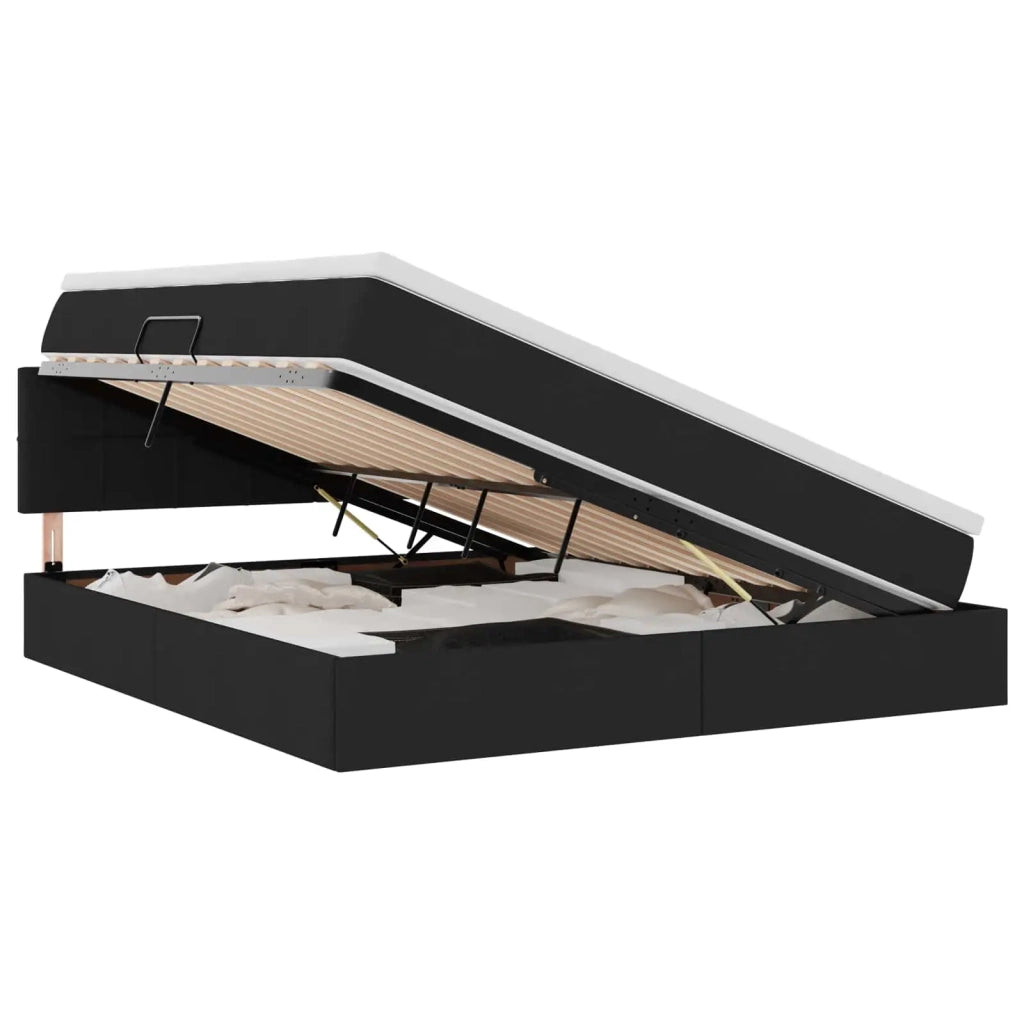 Letto con contenitore e LED con led Nero 160 x 200 cm Tessuto 3371156