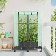 Vaso da Giardino con Copertura per Serra e Ruote 2 pz Nero PP 3422975