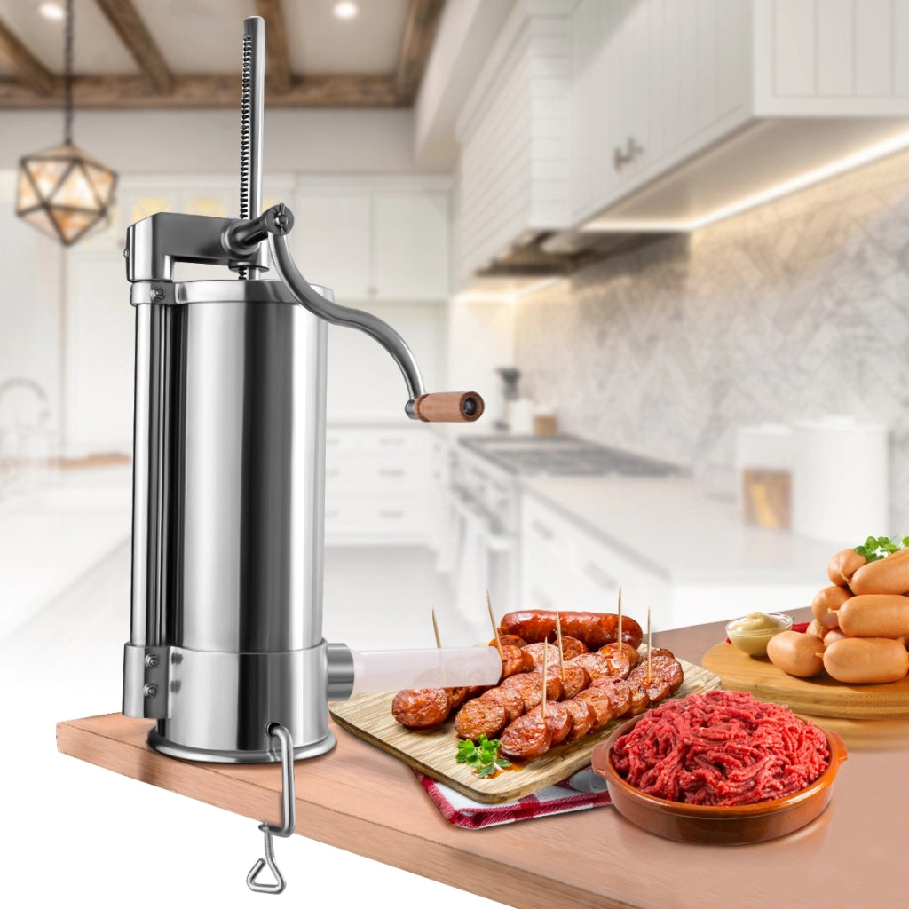 5kg Macchina insaccatrice per salsicce in acciaio inox manuale con 6 tubi di riempimento-Macchine da cucina