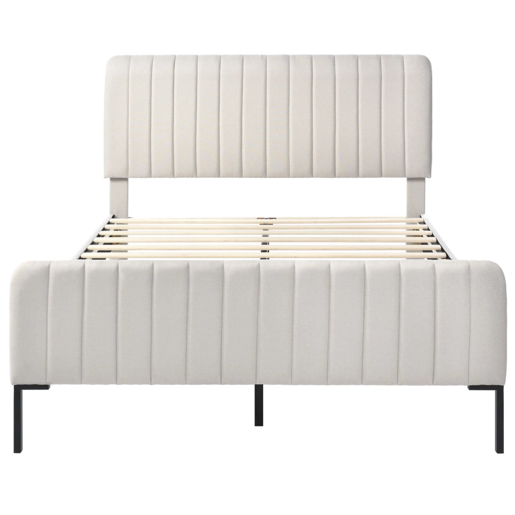 letto imbottito lino grigio beige 160 x 200 cm
