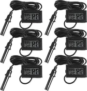 Termometro e Igrometro LCD Mini - 6 Pezzi - Sensore e Cavo 15m - Reptili - Incubatore - Misuratore di Temperatura e Umidità.