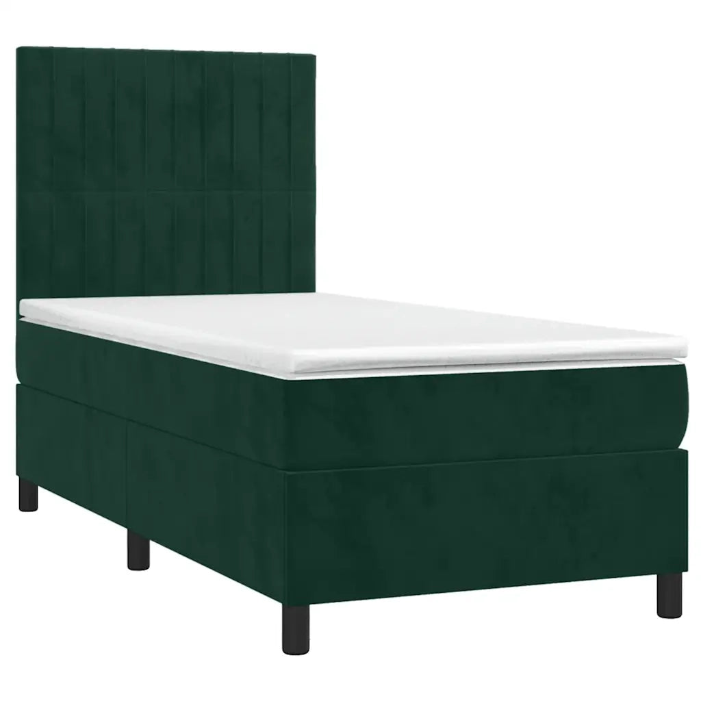 Giroletto a Molle con Materasso-Struttura Letto Verde Scuro 90x190 cm Velluto 463325