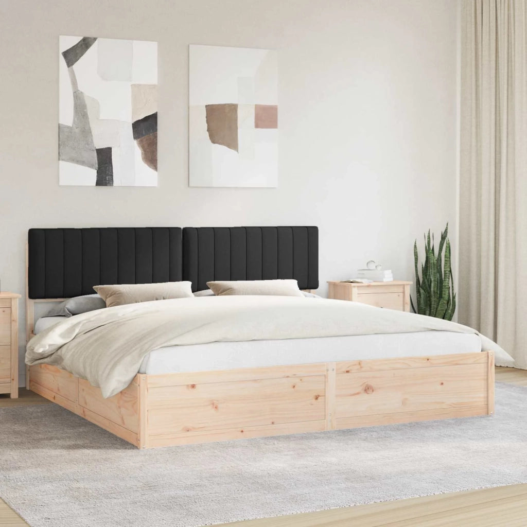 Letto con Testiera Rivestita Nero 200 x 200 cm Pino massello 3398211
