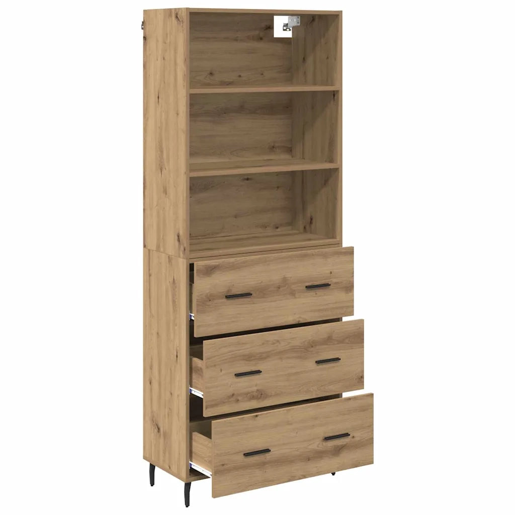 Credenza | Madia | Buffet da pranzo | Armadio da pranzo con cassetto Rovere artigianale 69,5 x 34 x 180 cm