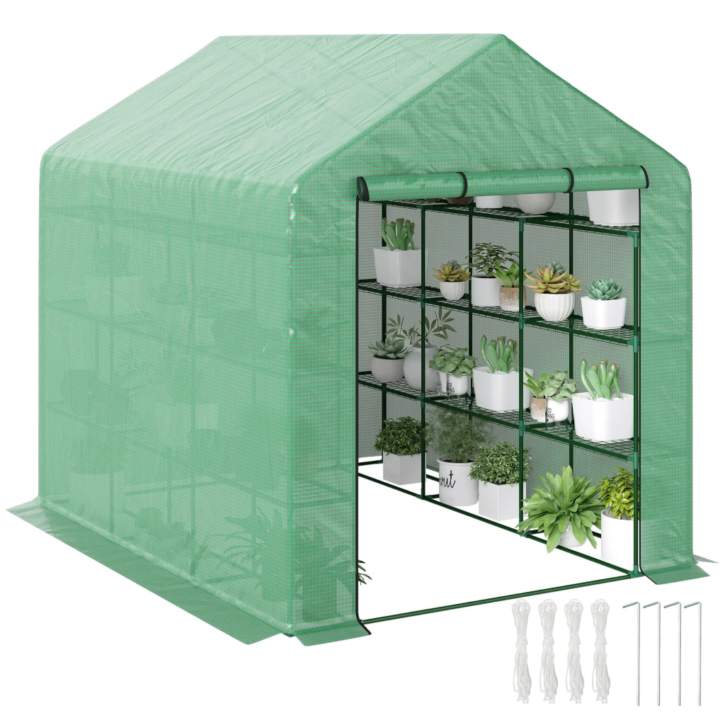 Serra da Giardino con Scaffali ¨C Zephmum ¨C Verde 244x180x210 cm
