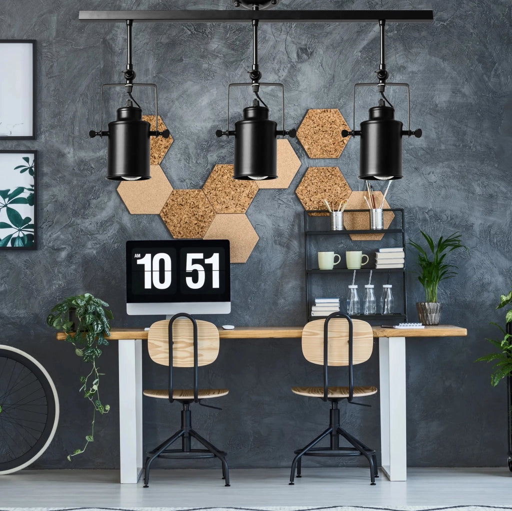 Riflettore Lampada Mobile Spot Da Soffitto Triplo Nero E27 APP487-3C
