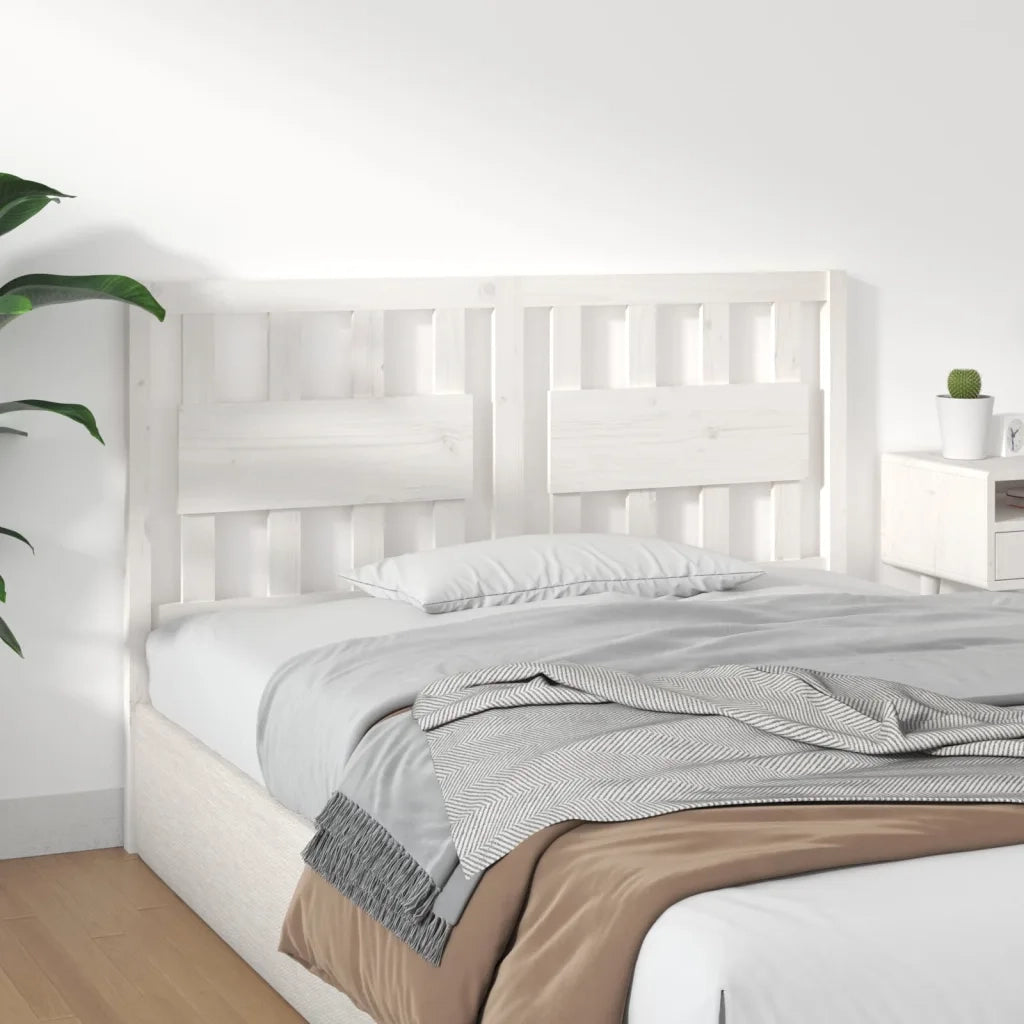 Testiera per Letto Bianca 145,5x4x100 cm Legno Massello di Pino 818571