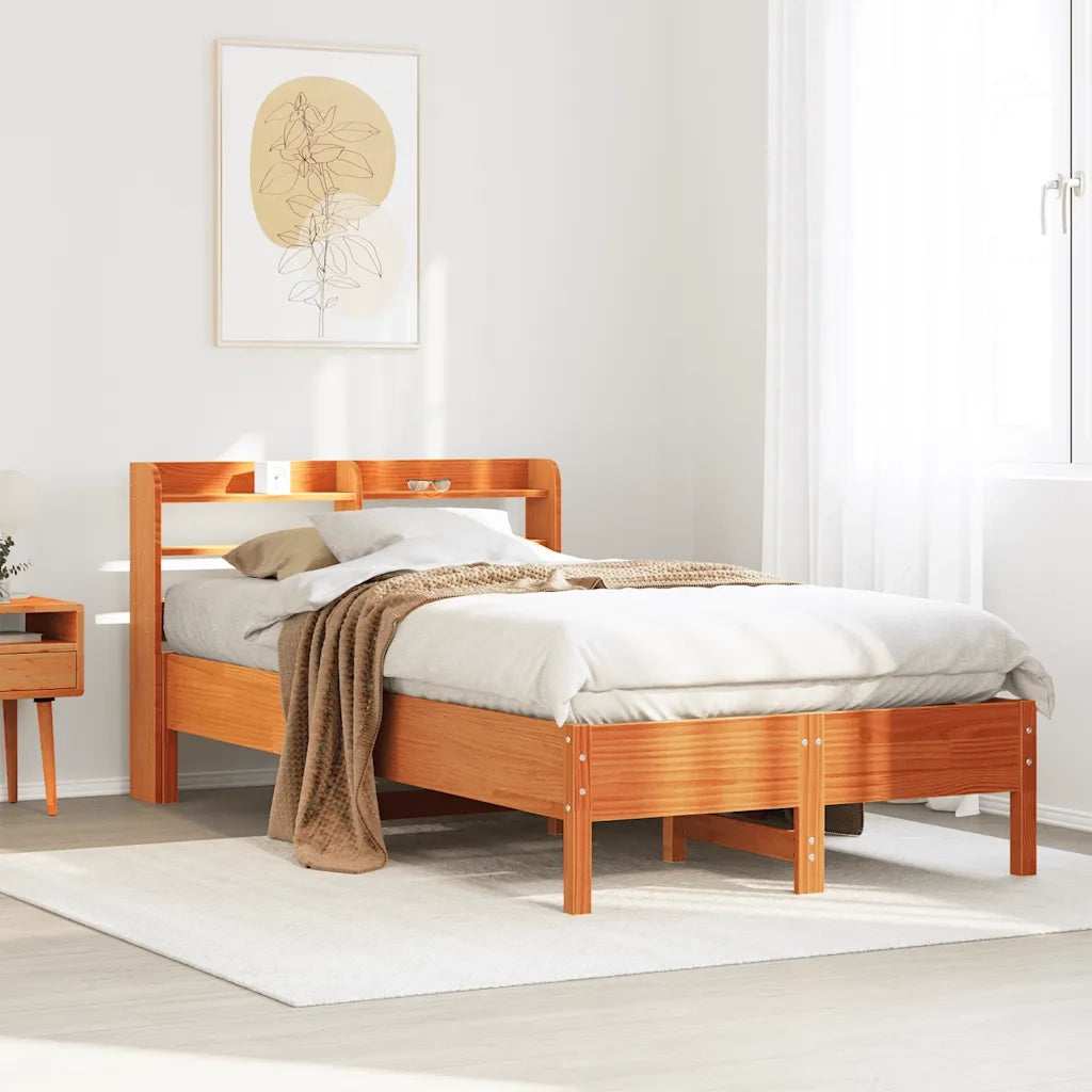 Letto senza Materasso-Struttura Letto Marrone Cera 100x200 cm in Legno di Pino 162634