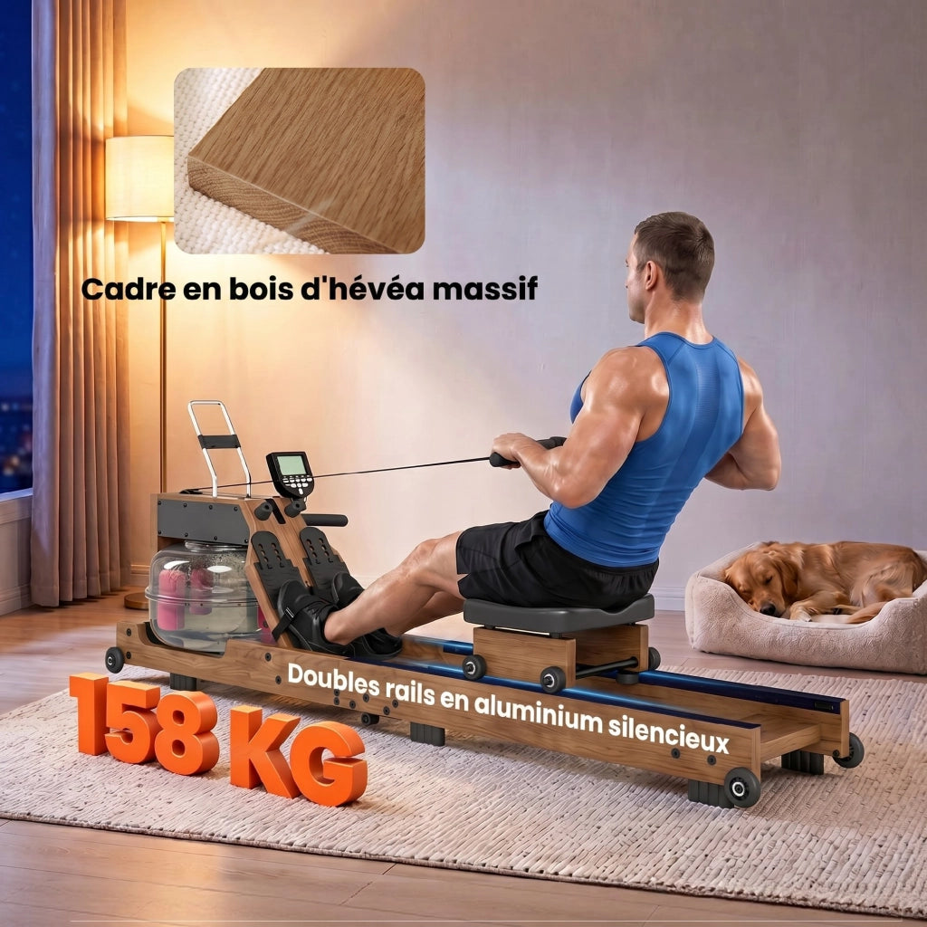 Vogatore ad Acqua Pieghevole ¨C Xylo ¨C Doppio Binario Alluminio Bluetooth 182x42x67cm Quercia