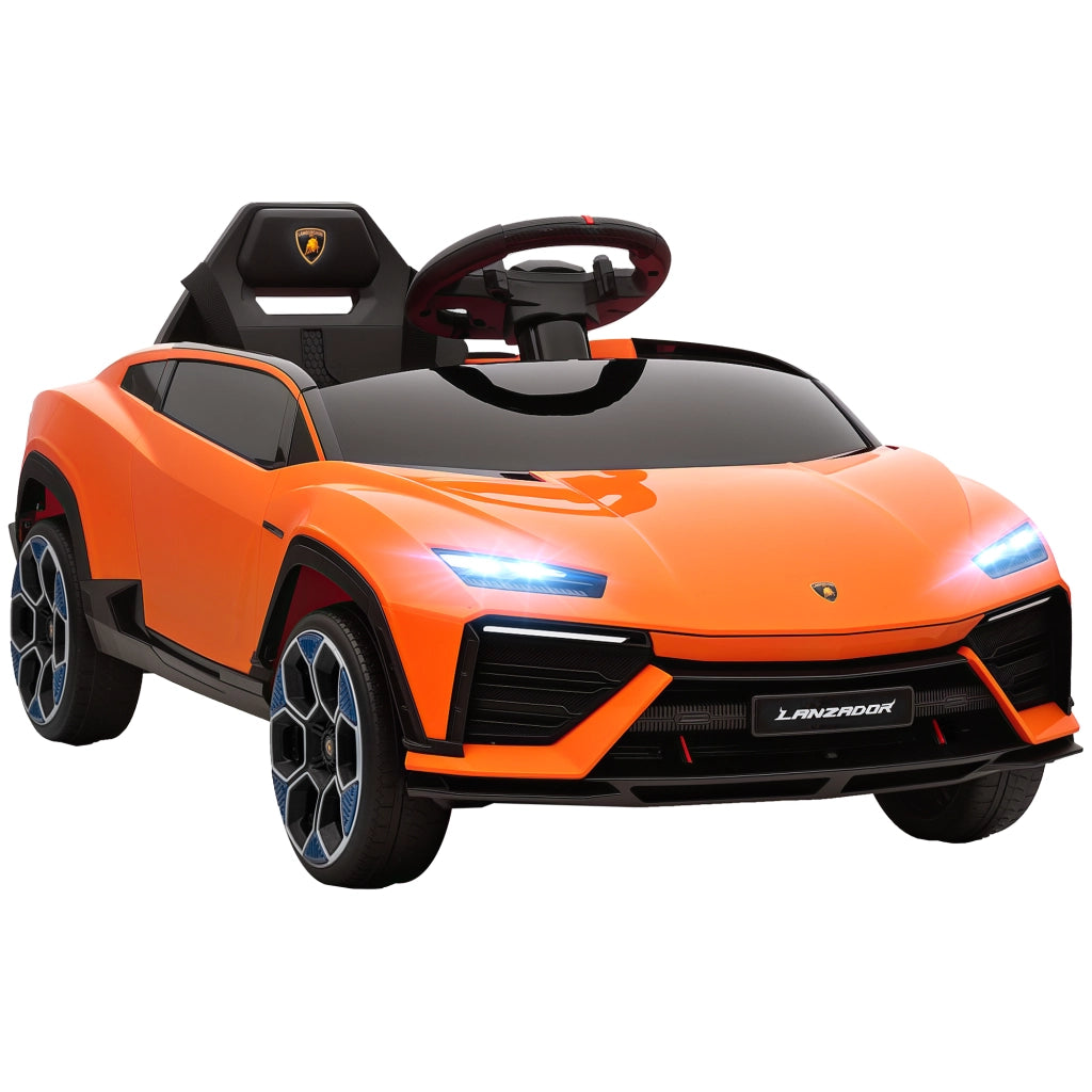 Macchina Elettrica per Bambini 101.5x49x43 cm Licenza Lamborghini 12V con Luci LED Clacson e Telecomando Arancione