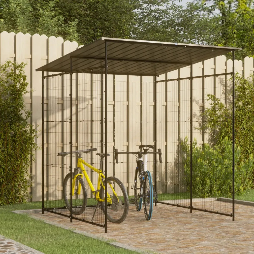 Tettoia per Biciclette 190x190x222 cm in Acciaio Nero 150780