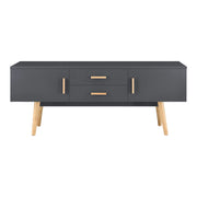 Mobile Porta TV Alavus con 2 Cassetti 140x40x56 cm - Grigio Scuro [en.casa]