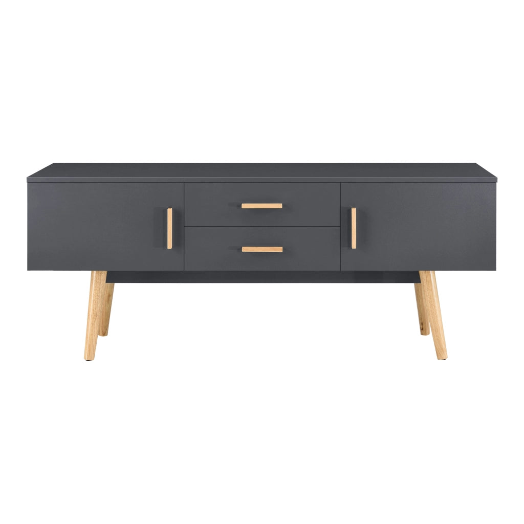 Mobile Porta TV Alavus con 2 Cassetti 140x40x56 cm - Grigio Scuro [en.casa]