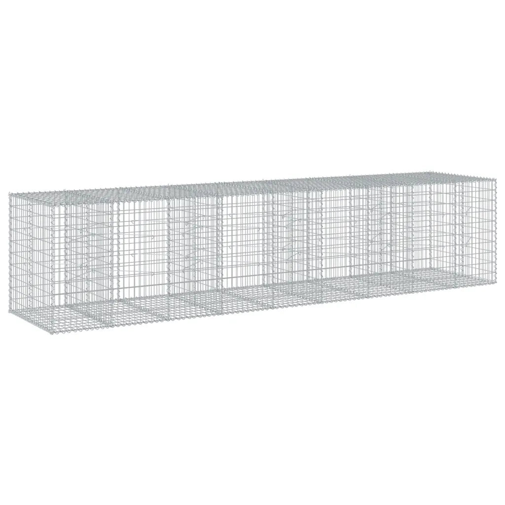 Cesto Gabbione con Copertura 450x100x100 cm in Ferro Zincato 3295197