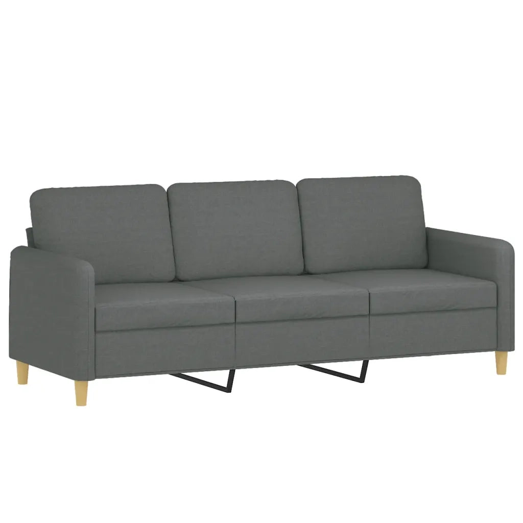 Set di Divani 4 pz con Cuscini Grigio Scuro in Tessuto