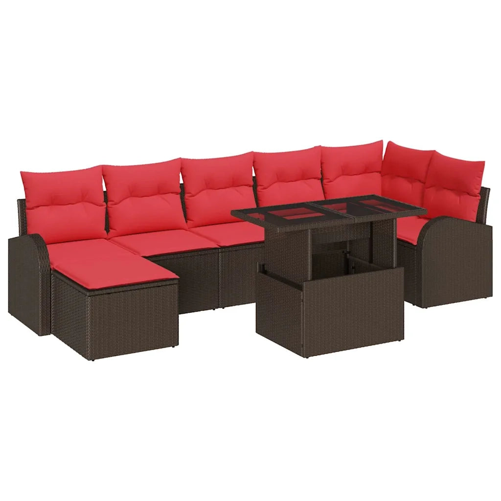 Set Divano da Giardino con cuscino 8 pcs Marrone Poly Rattan 3357427