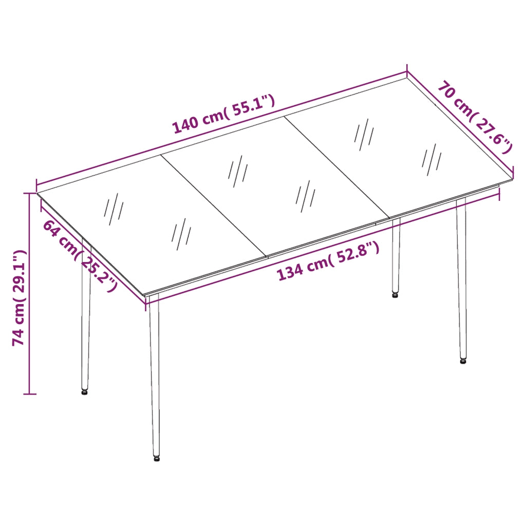 Set da Pranzo per Giardino 7 pz con Cuscini Polyrattan e Vetro 3099742