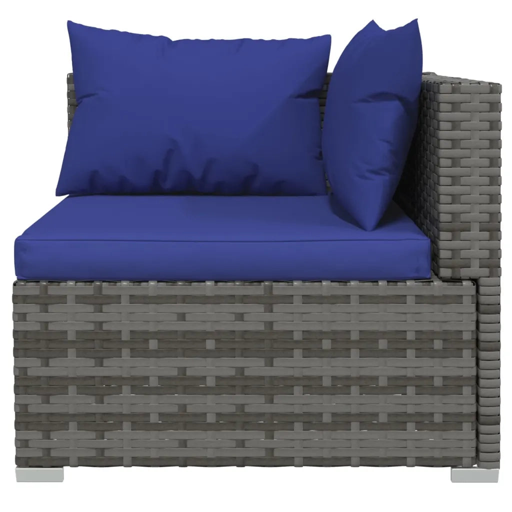 Divano a 3 Posti con Cuscini-Sofa 3 Posti con Cuscini in Polyrattan Grigio