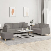 Set Divani 3 pz con Cuscini Tortora in Tessuto 3202149