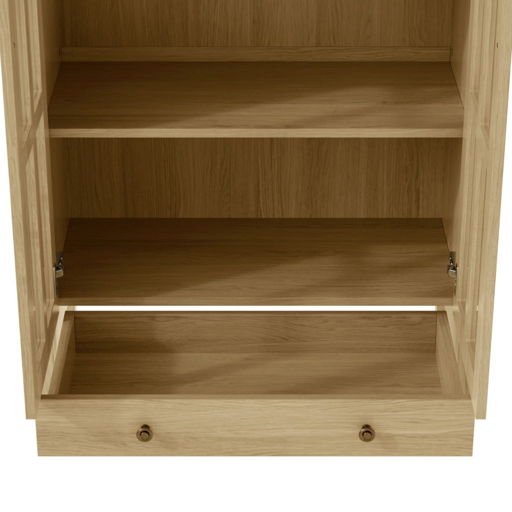 Vetrina ad Arco con 1 Cassetto e Ripiani per Soggiorno in MDF 75×35×170.5 cm Naturale