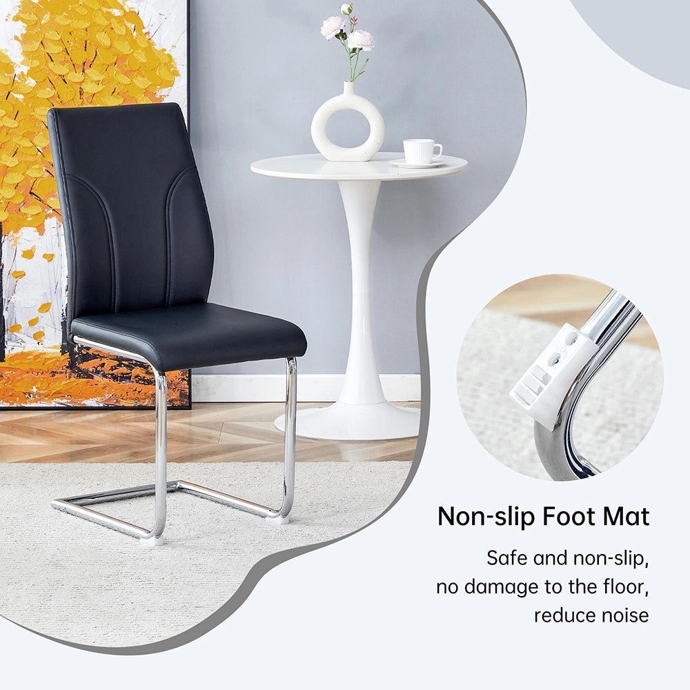 Set 2 sedie da pranzo - Xylo - PU nero gambe argento