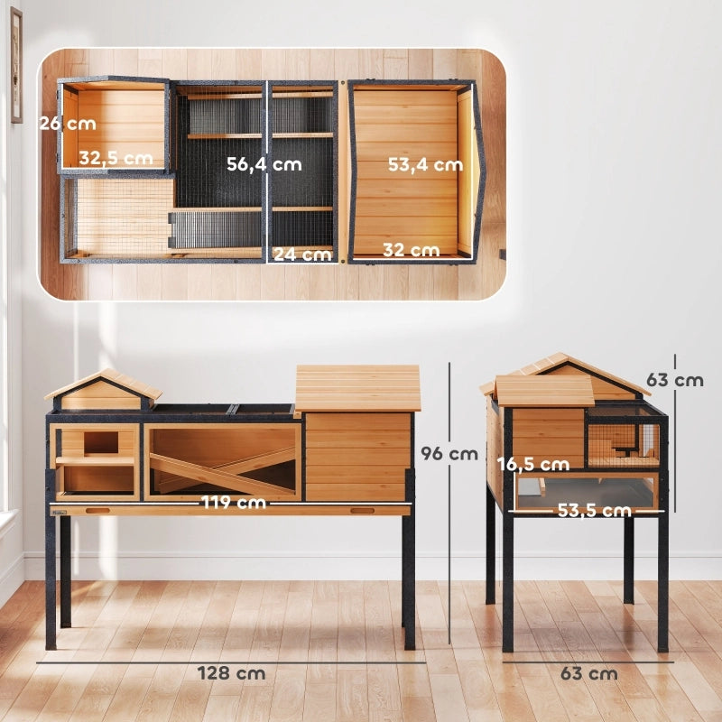 Casa per tartarughe, recinto per piccoli animali, 2 stanze, 2 piani, finestre, rampe, accessori, legno, acciaio, giallo