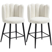 Set 2 Sgabelli Alti da Bar ¨C Xylo ¨C Tessuto Effetto Boucl¨¦ Crema e Struttura Nera 65cm