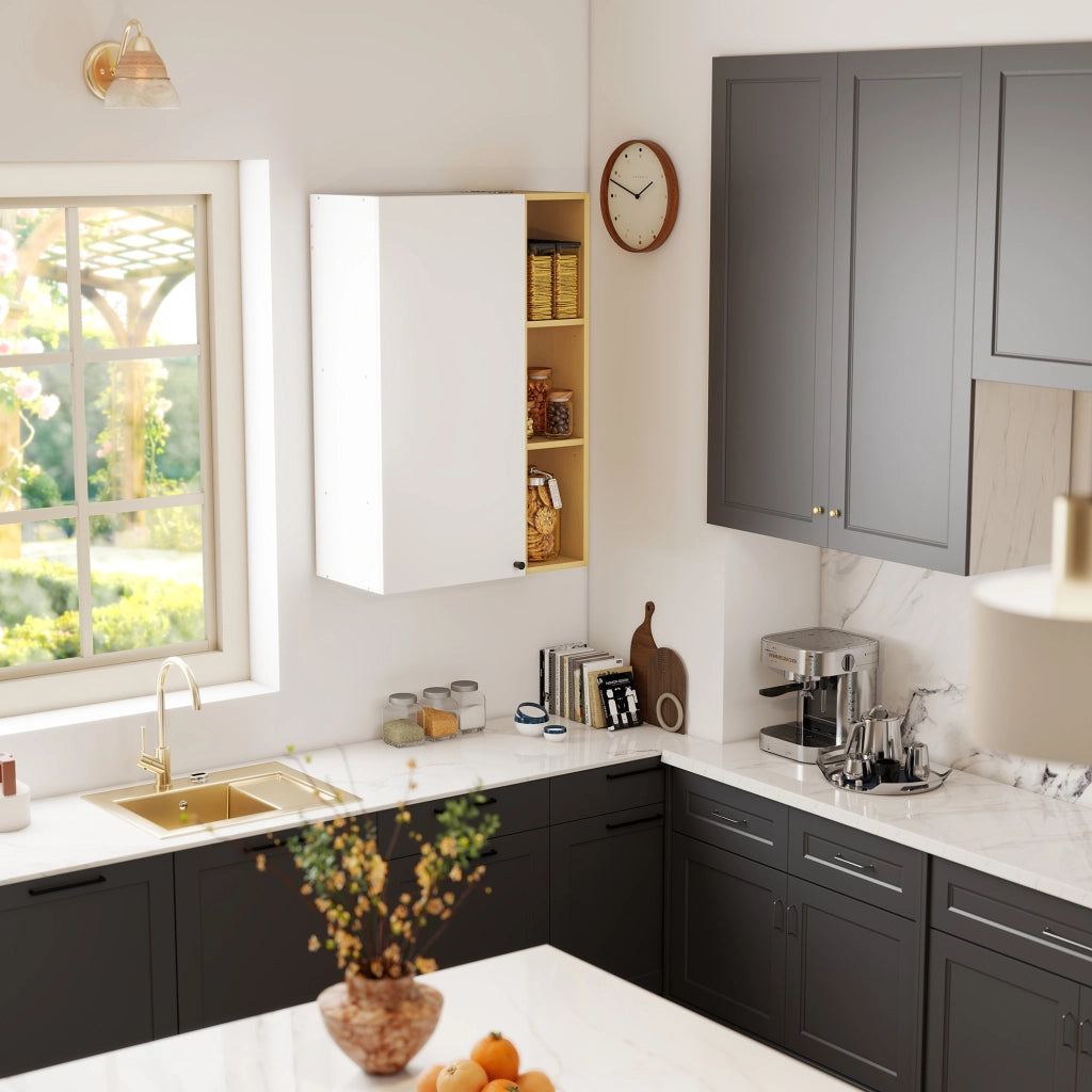 Armadietto Bagno a Parete 59,5x30x90 cm con Ripiani Regolabili e 3 Mensole Aperte Bianco e Legno