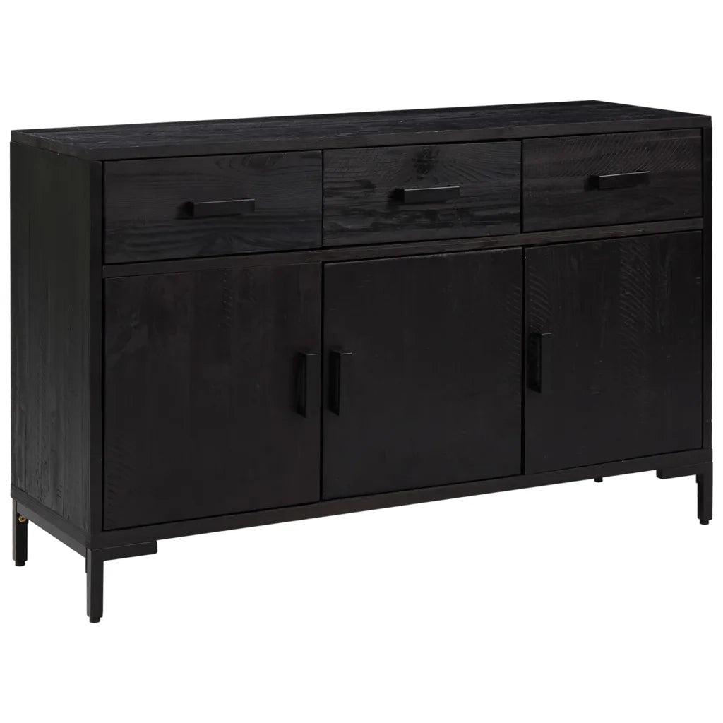 Credenza | Madia | Buffet da pranzo | Armadio da pranzo Nera 110x35x70 cm in Legno Massello di Pino