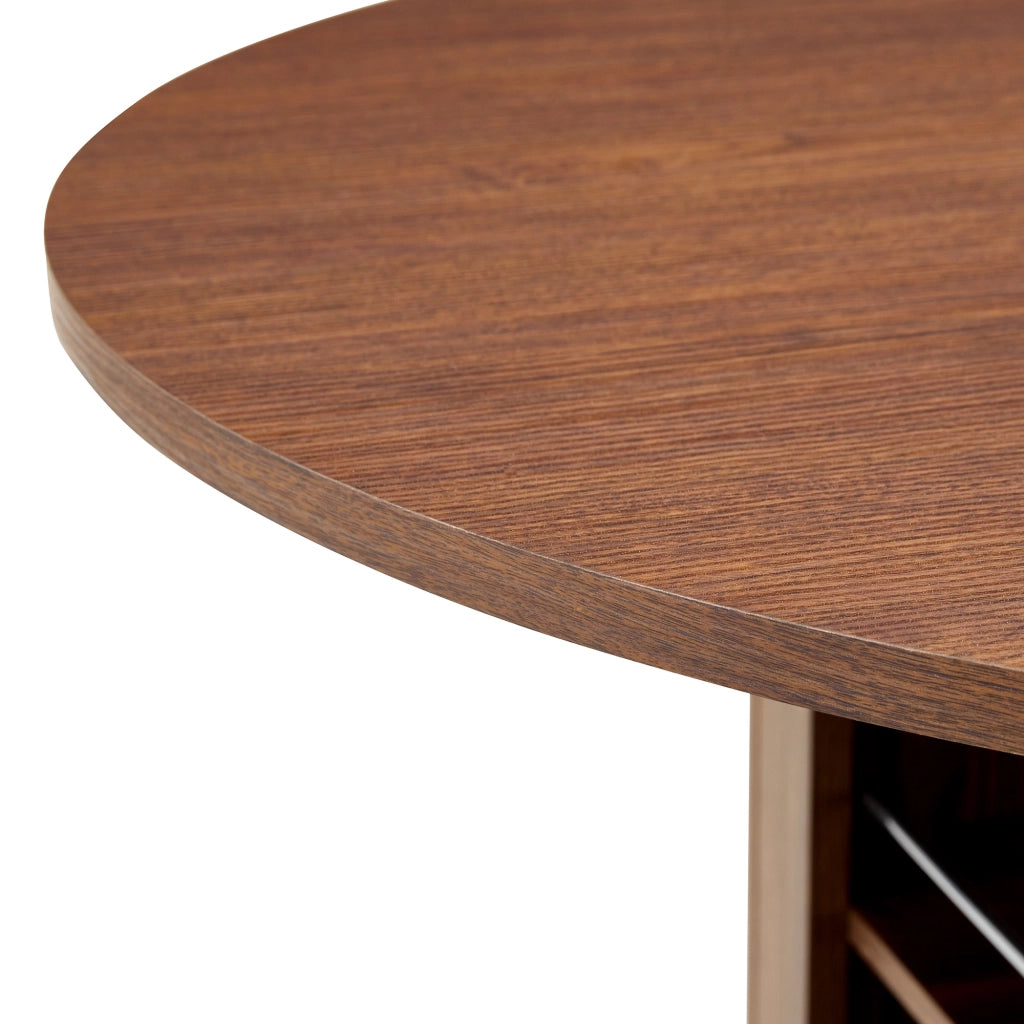 Tavolo da Pranzo Rotondo con Vano Contenitore ¨C MINIMAL ¨C Noce, 100cm, 4-6 Persone