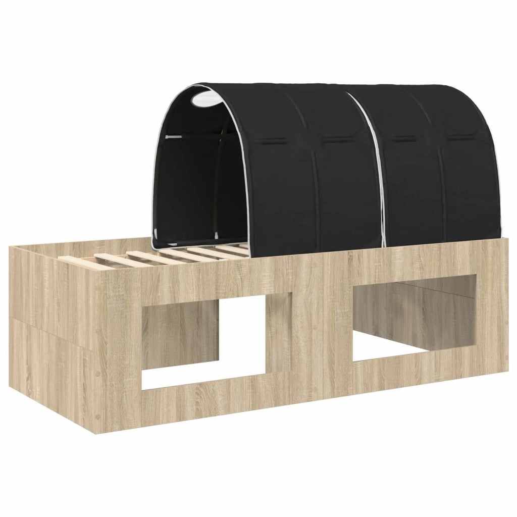 Letto con Tunnel 3 pz Rovere Artigianale e Nero 3423700
