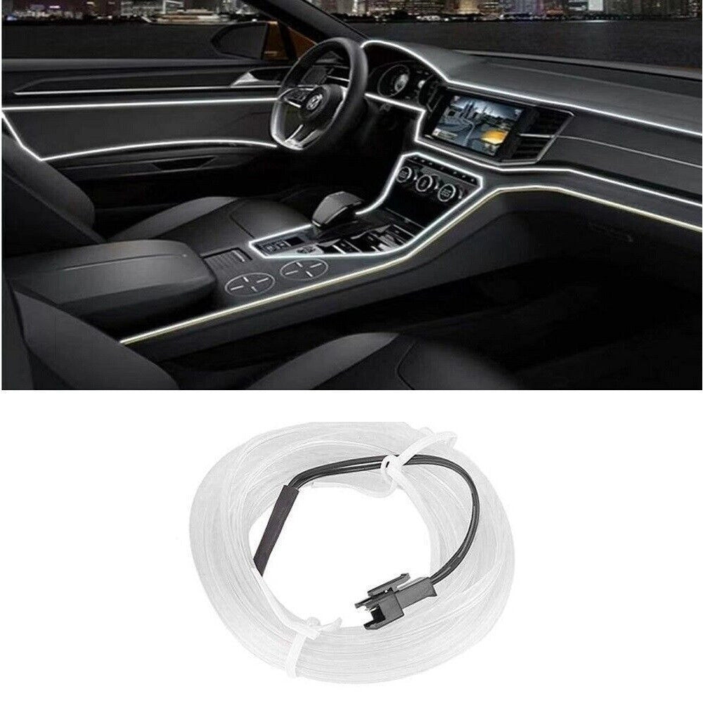 Trade Shop - Striscia Strip Led Per Interni Auto A 12v Fibra Ottica Luce Decorativa Atmosfera - Ghiaccio   -3 Mt   -