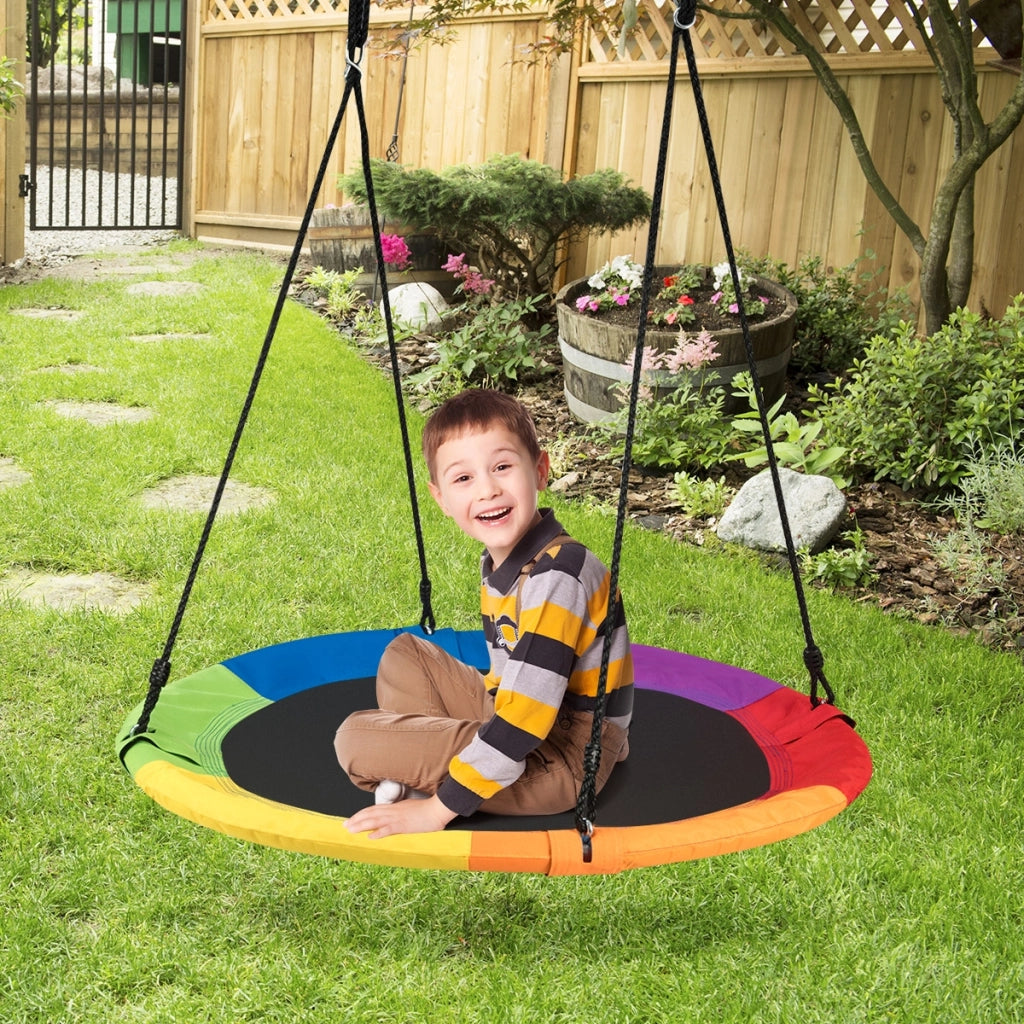 Altalena a nido per bambini in tessuto da giardino, Nido Altalena da appendere 100CM 150KG Colorato-Altalene e dondoli
