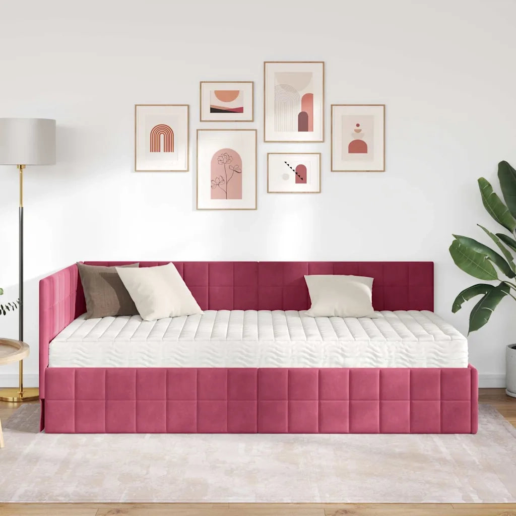 Struttura Letto Angolare con Materasso 2 pcs Verde Velluto 3393952